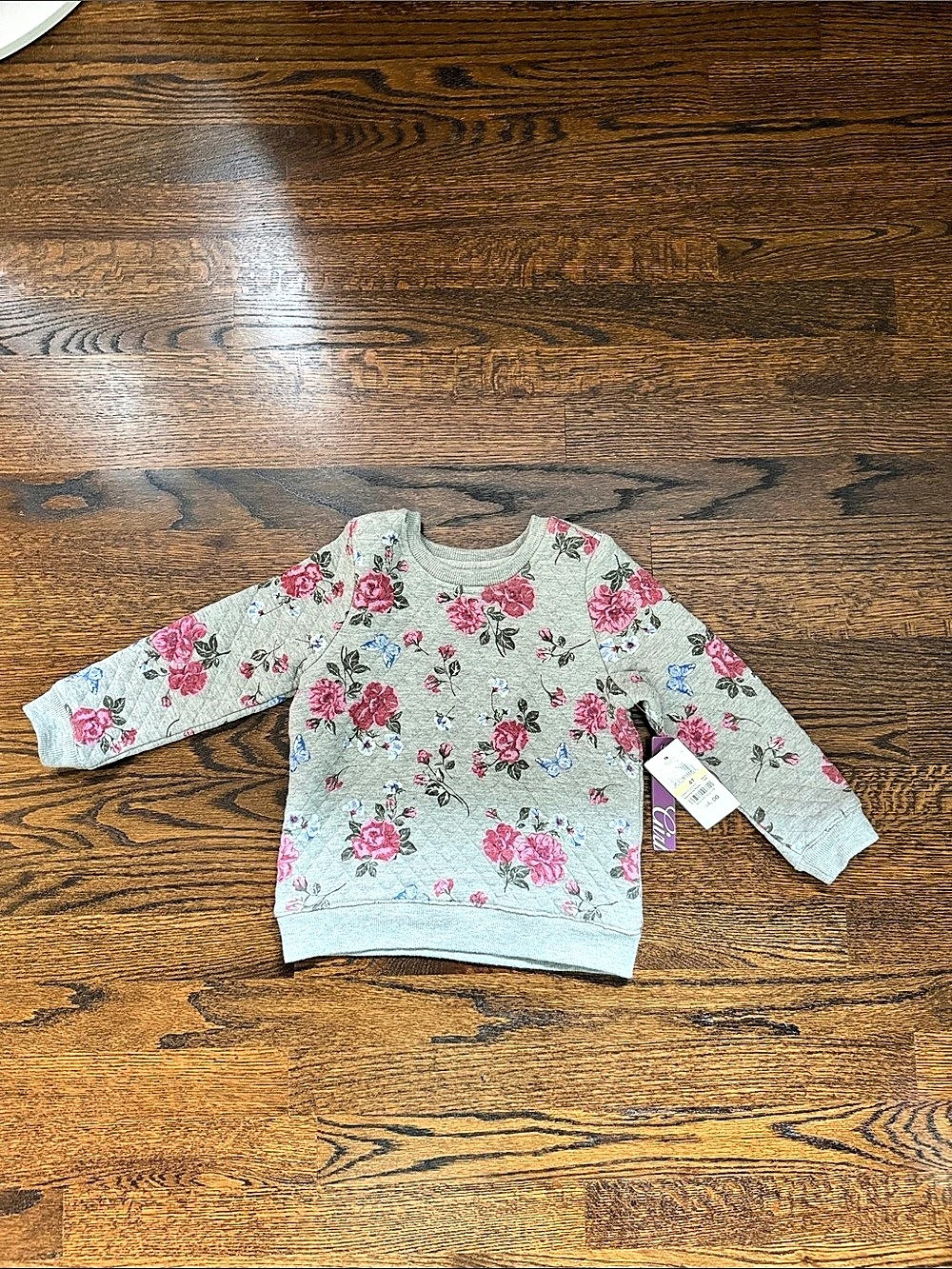 Aqua Girls Floral Sweater Gray Pink Size 4T NWT